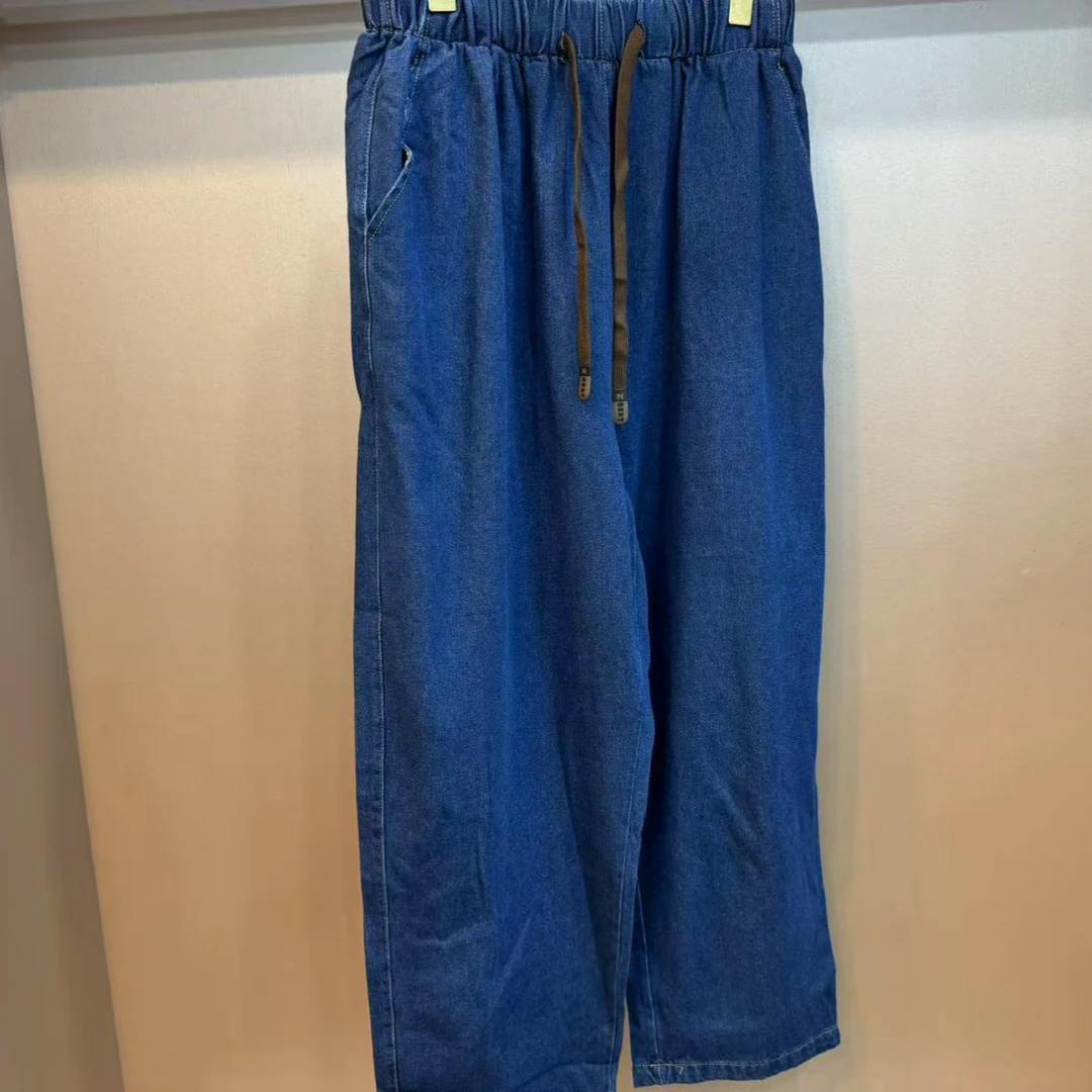 6071 秋装松紧抽绳高腰日系宽松m梨形显瘦哈伦牛仔裤