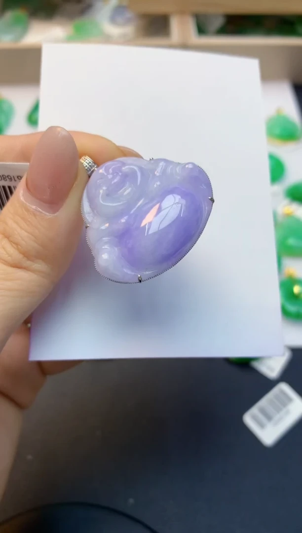 颈饰18K金镶嵌翡翠天然A货缅甸翡翠百元以上9元证书费自理