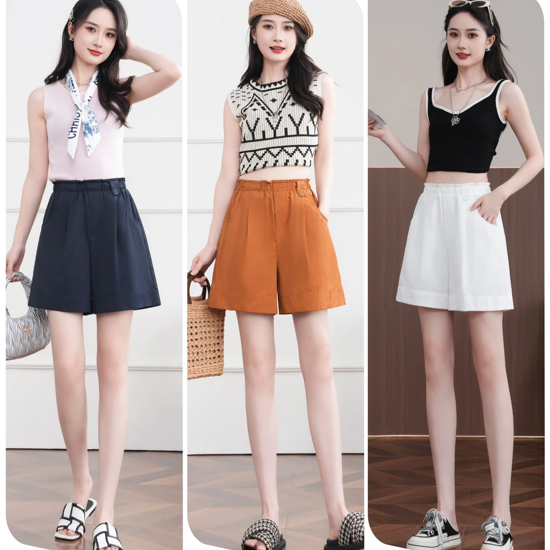 短裤女夏季2025新款百搭时尚显瘦休闲热裤宽松阔腿直筒裤子