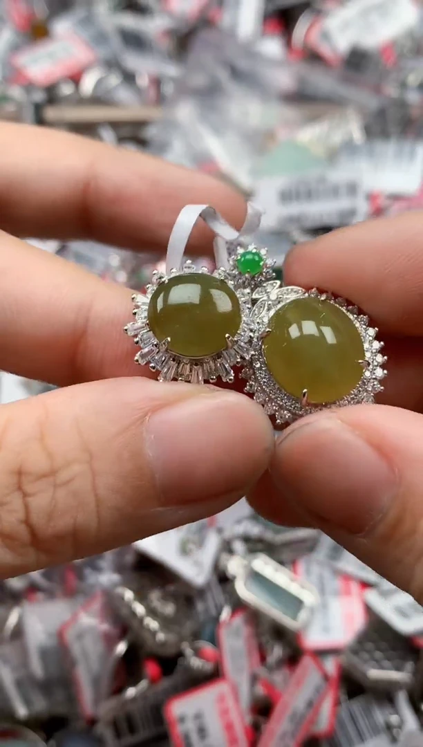 银S925镶嵌戒指翡翠天然A货缅甸翡翠