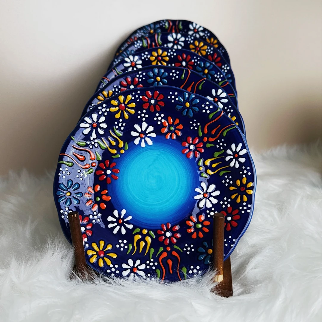 【土耳其堆料】新款蓝贵家用陶瓷釉下彩6英寸小吃碟