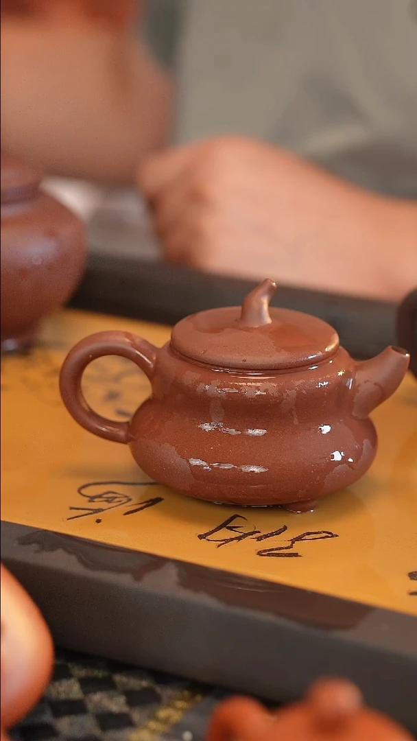 茶壶紫砂原矿手工制作200cc 葫芦 紫泥 半手工