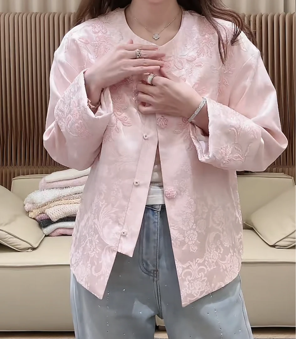 -DM•STUDIO/新中式高级感小众静奢串珠提花长袖外套（50779）