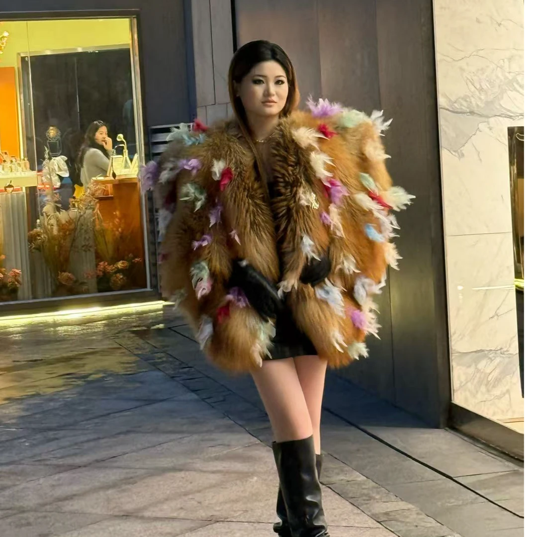 2025新款通用码欧美风狐狸毛皮草外套