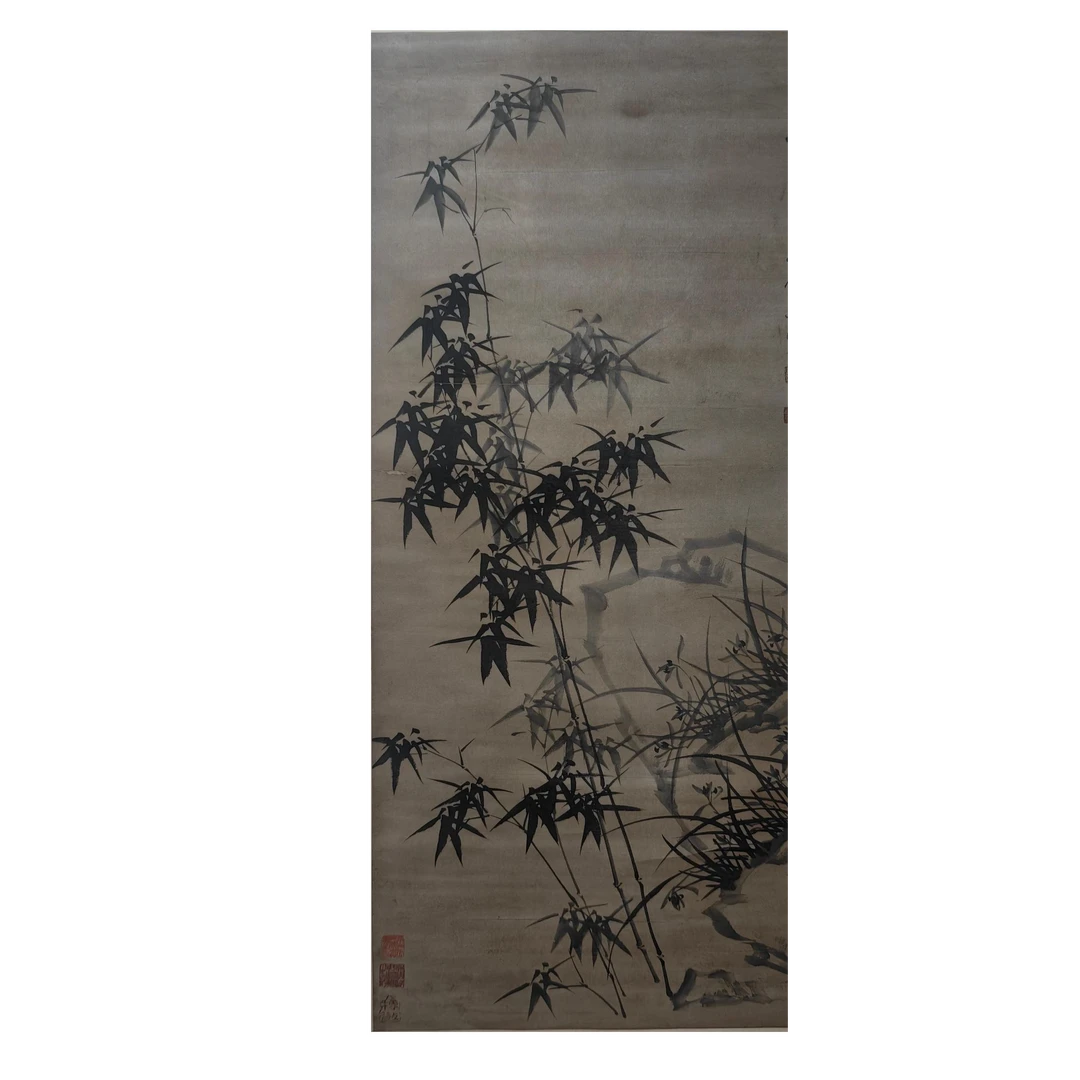 LOT.020 克柔《竹石》135*68cm 纸本水墨立轴