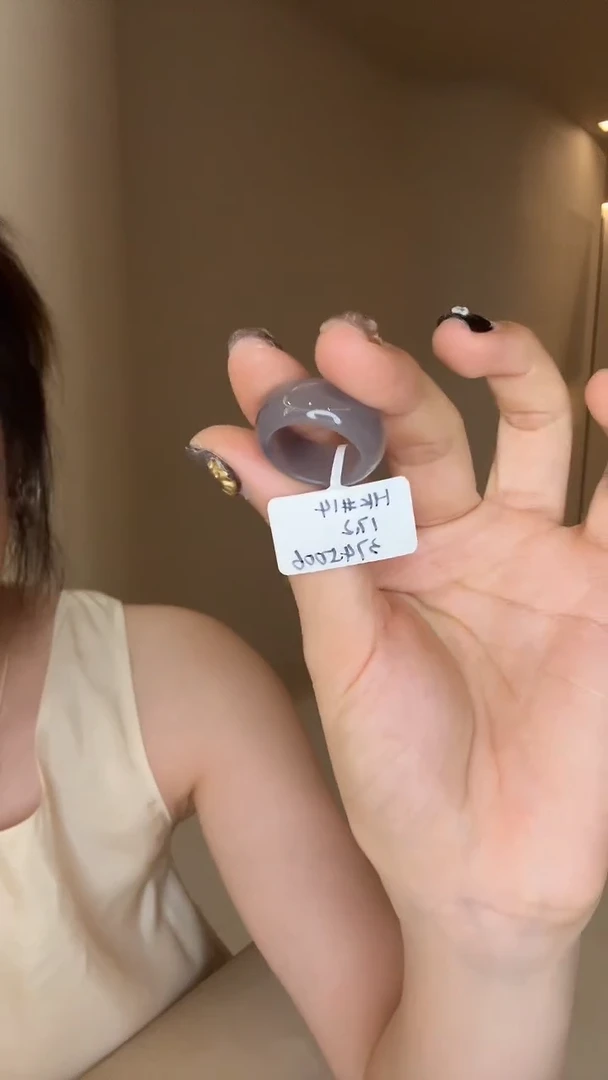 和田玉戒指未镶嵌14码烟紫多样性发其一