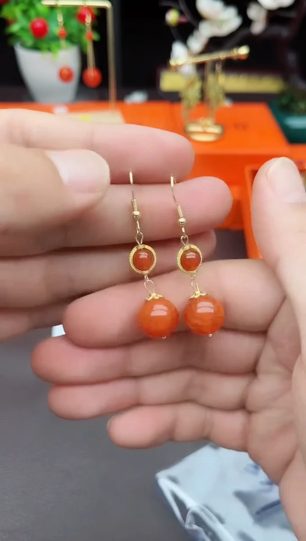 玛瑙/玉髓耳饰银S925镶嵌539000