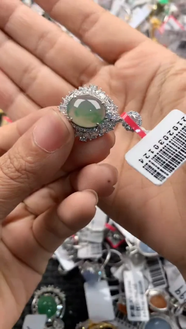 银S925镶嵌戒指翡翠999                 1