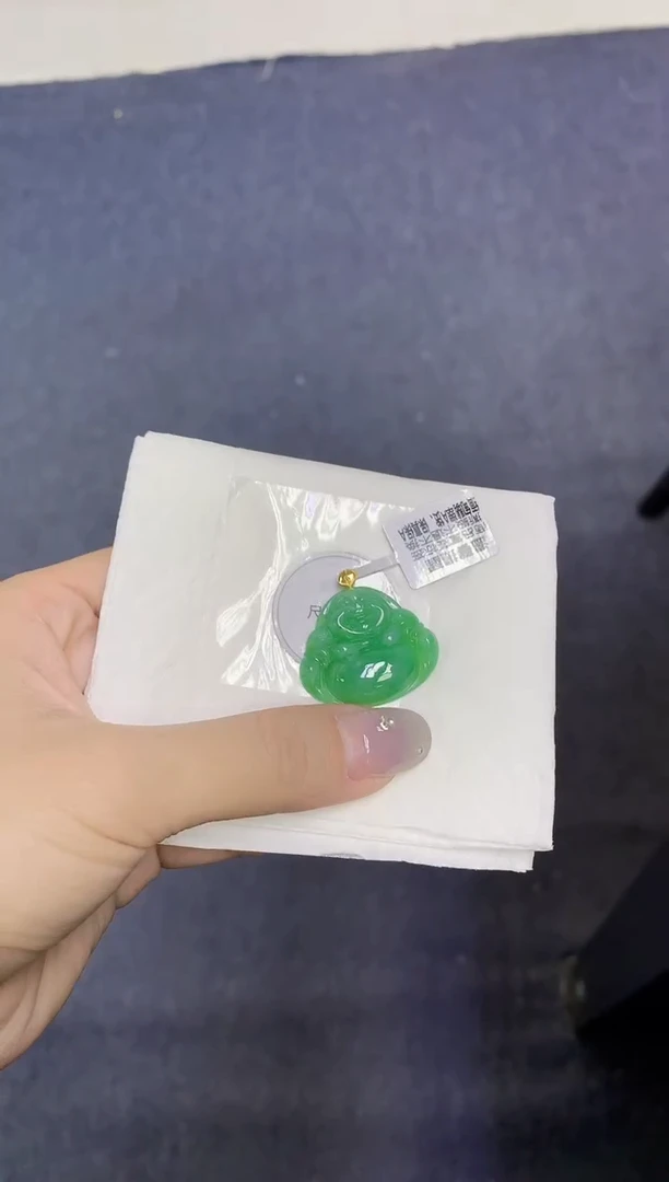 颈饰18K金镶嵌翡翠天然缅甸翡翠A货百元以上9元证书费自理