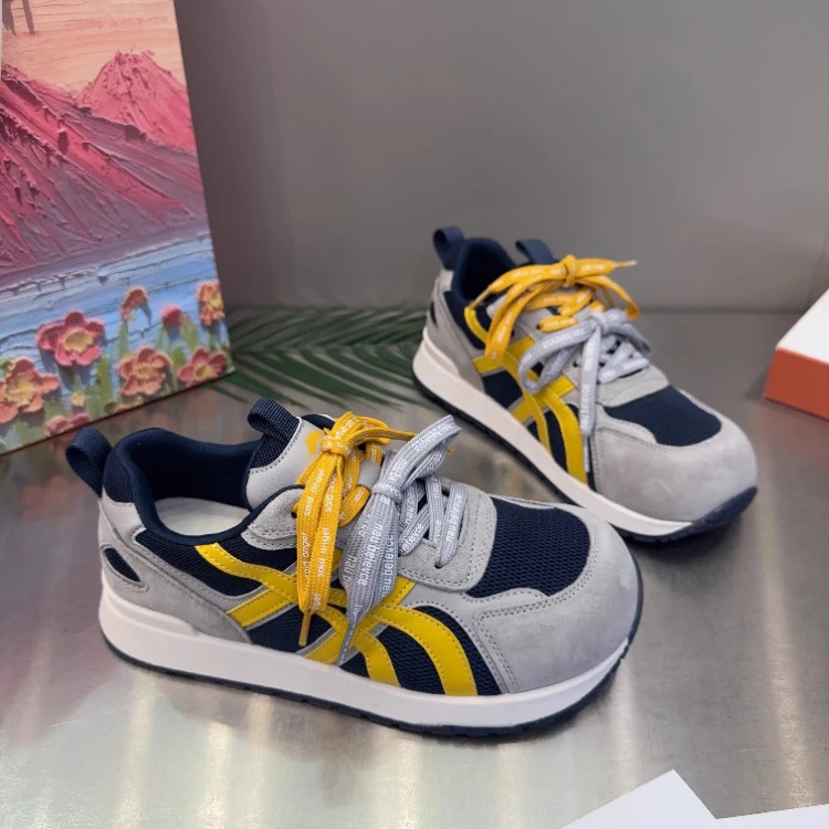 复古厚底款真皮时尚休闲鞋女2025夏季新款百搭爆款增高内运动透气