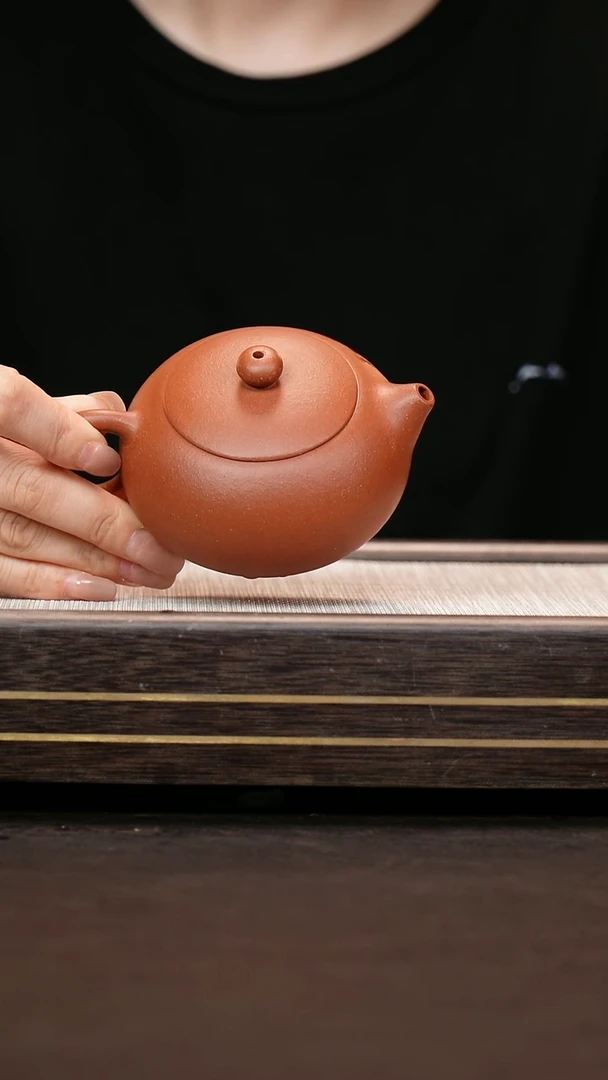 茶壶紫砂红 降坡泥  扁西施壶