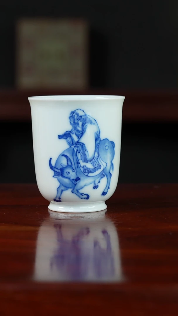 祖传窑真柴窑传承400年老子出关图单杯
