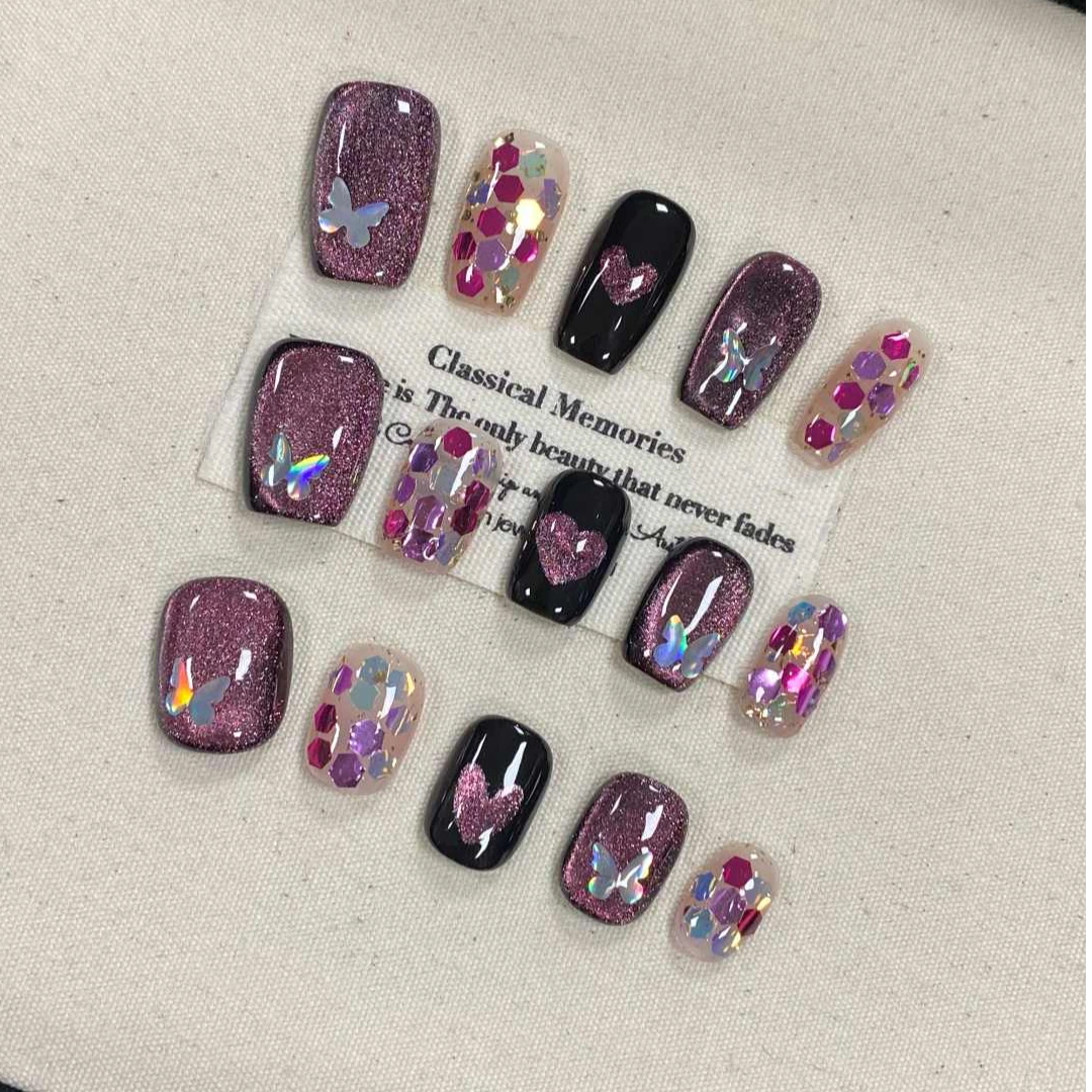 秀色专款【紫蝶出影】JD1638纯手工轻奢穿戴甲（送高级工具包）