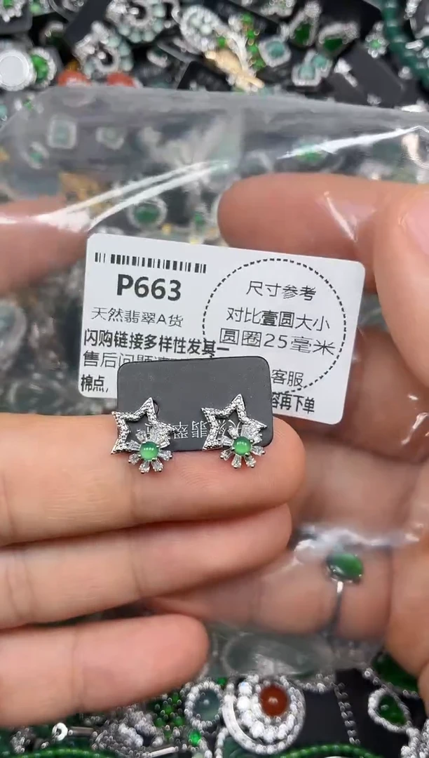 颈饰未镶嵌翡翠P663耳钉