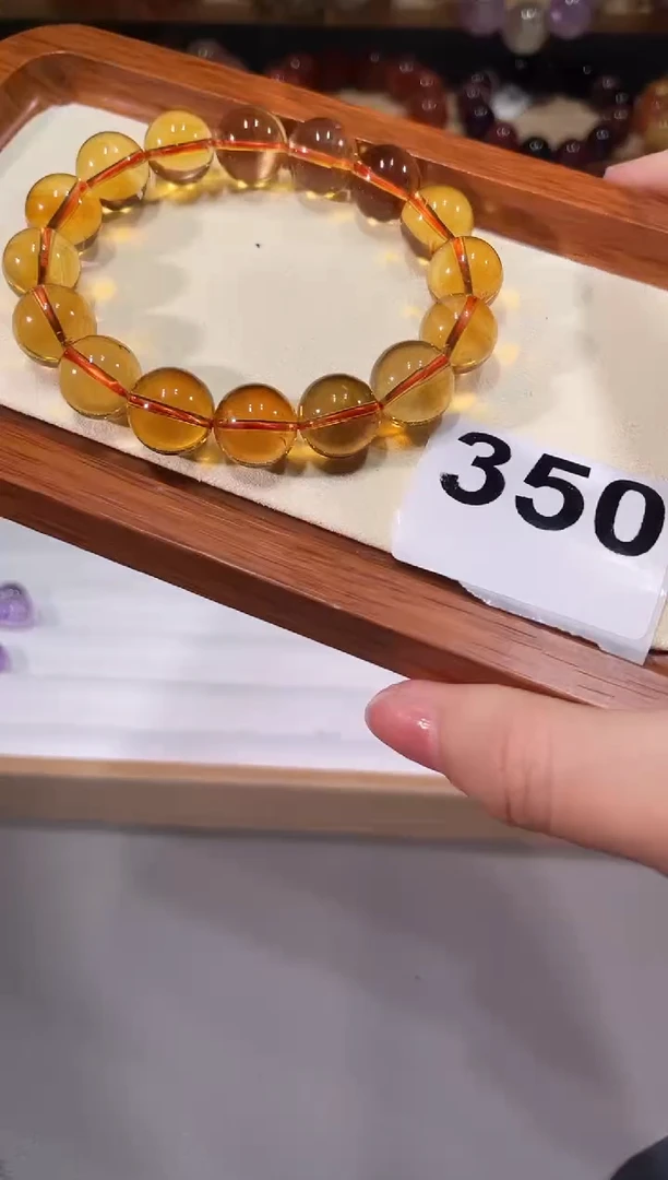 未镶嵌手链水晶A349黄水晶手链13+