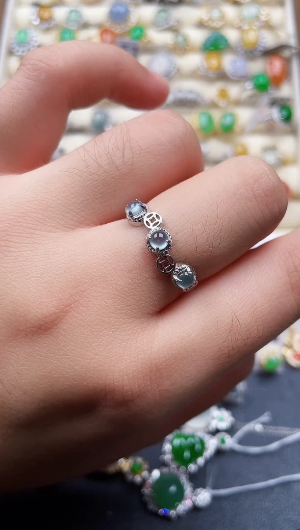 银S925镶嵌戒指翡翠83