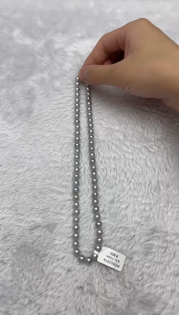 项链银S925镶嵌海水珍珠AK真多麻6.5-7mm