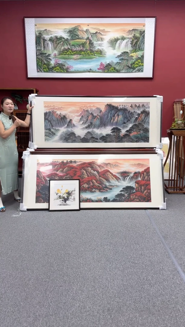 国画手绘 紫气东来 219*88
