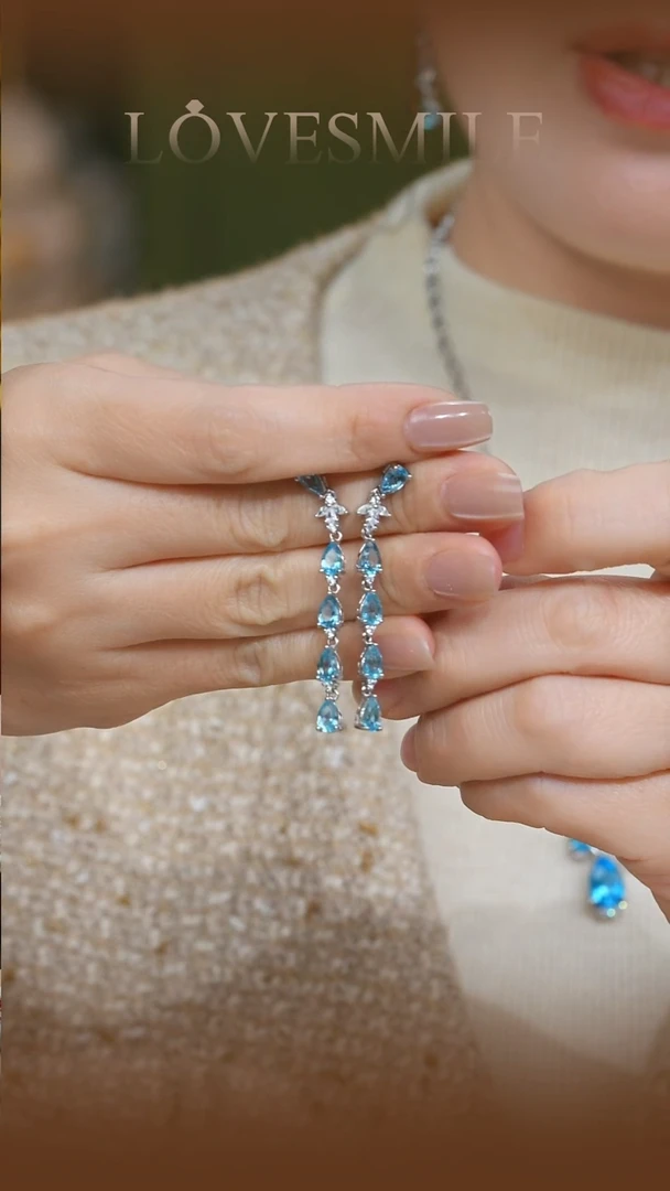 银S925镶嵌托帕石耳环102