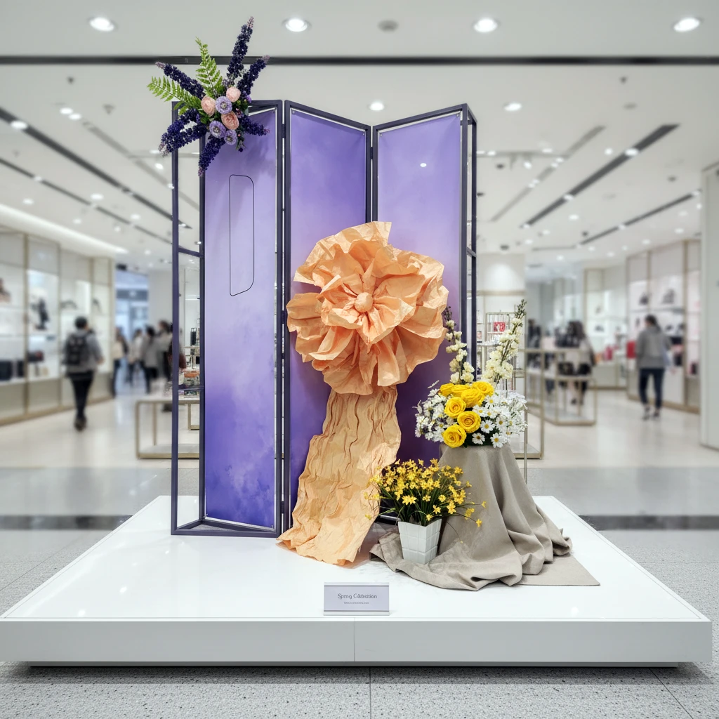 巨型真纸艺美塑花用于婚礼背景装饰和橱窗美陈