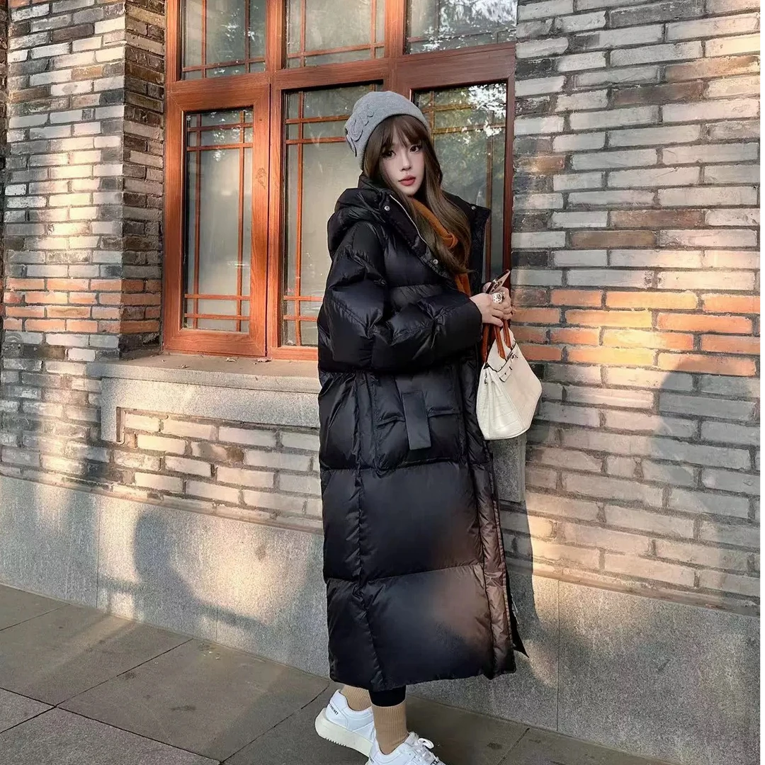 2025新款美拉德风羽绒服女中长款过膝慵懒风小众设计感高级感外套