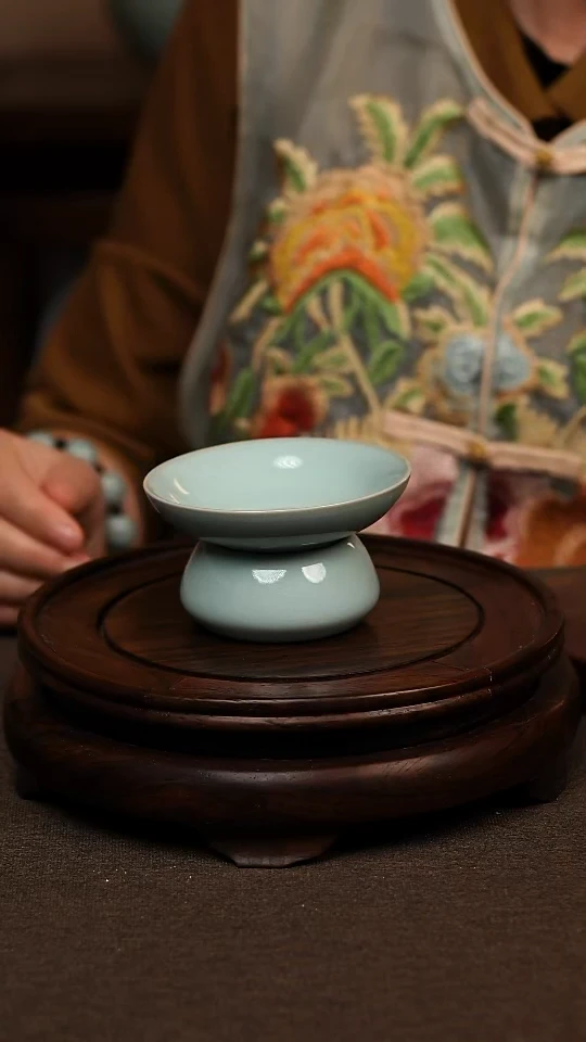 瓷片天青色斗笠茶漏 微瑕不带礼盒