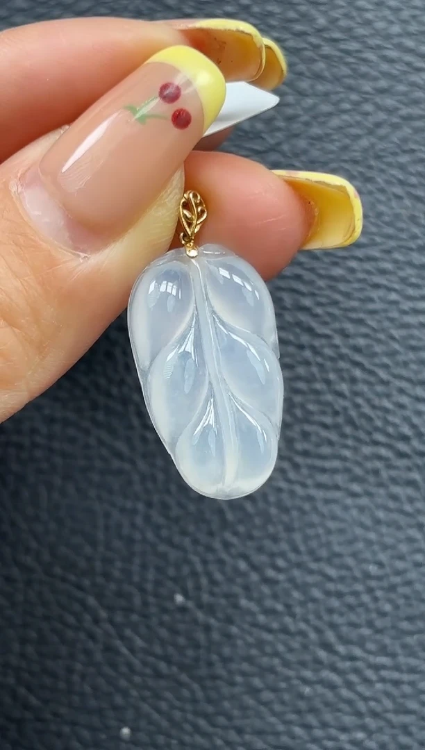 颈饰18K金镶嵌翡翠YM258-1 叶子