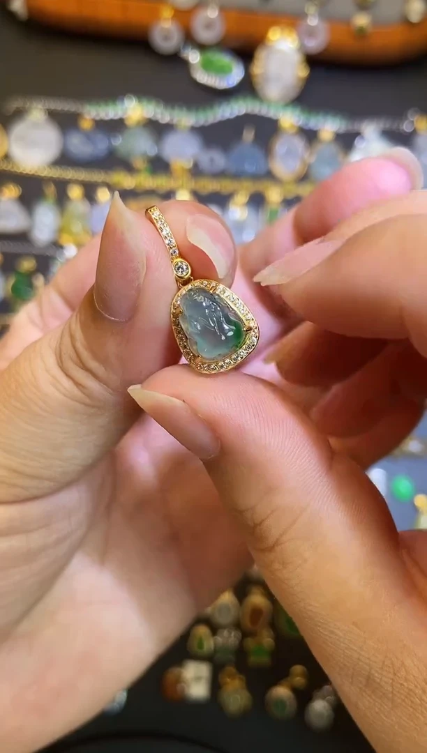 翡翠银S925镶嵌吊坠(不含链)1