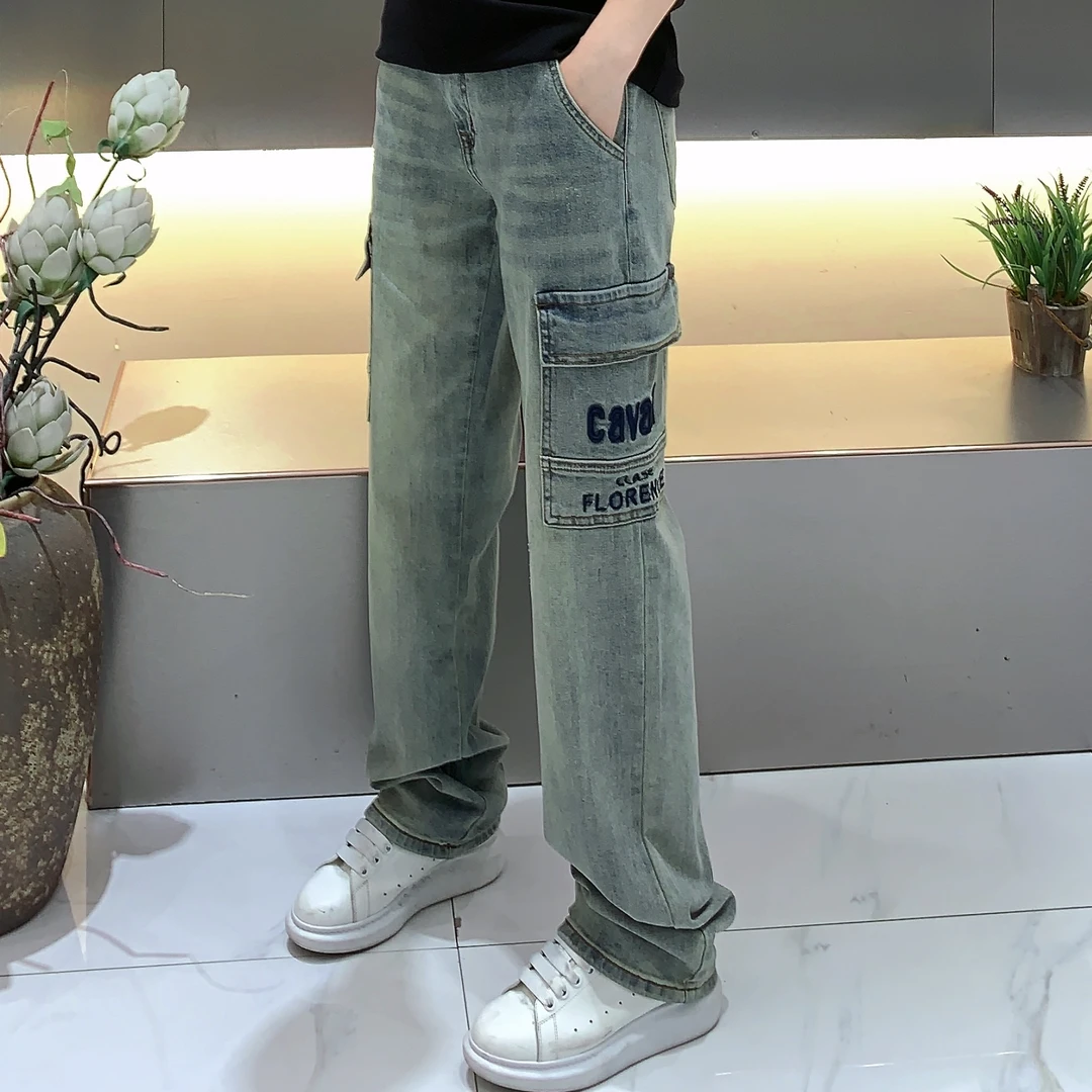 【周晓君专属】2025春季新款高端男士时尚潮流个性牛仔直筒裤