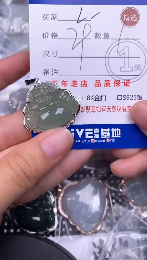 颈饰银S925镶嵌翡翠L**n挂件
