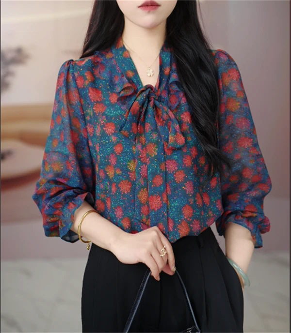 2025新款妙笔生花法式复古轻奢别致春款衬衫女上衣气质显瘦衬衣女