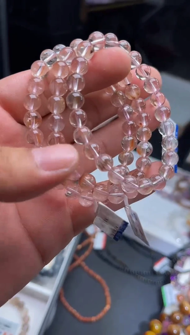 未镶嵌手链水晶L018粉兔毛单圈7mm-多样性发其一
