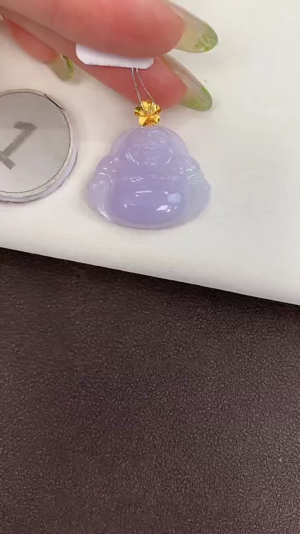颈饰18K金镶嵌翡翠天然缅甸a货翡翠