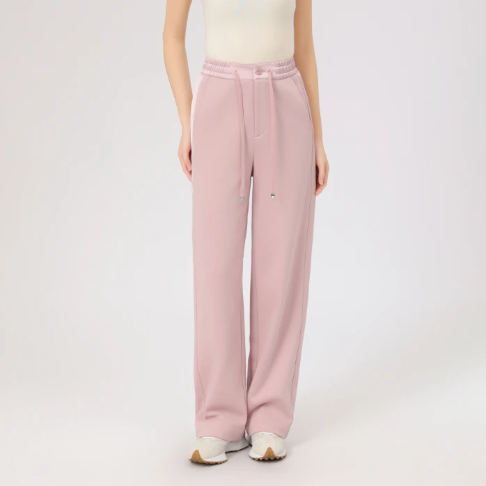 AMASS/阿玛施 新款时尚直筒裤简约垂坠感松紧腰阔腿休闲裤5100530