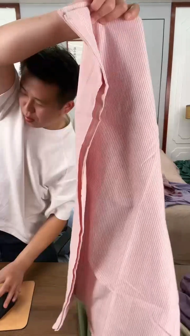 棉色织水洗全棉粉条枕套一对