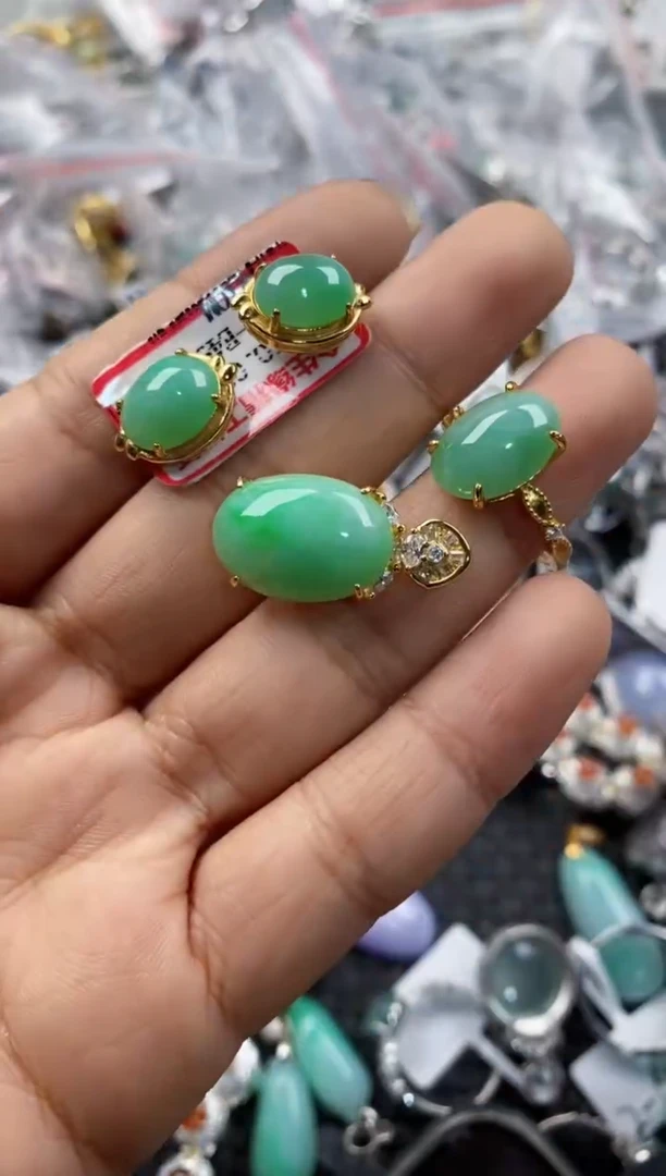 银S925镶嵌戒指翡翠7777---10