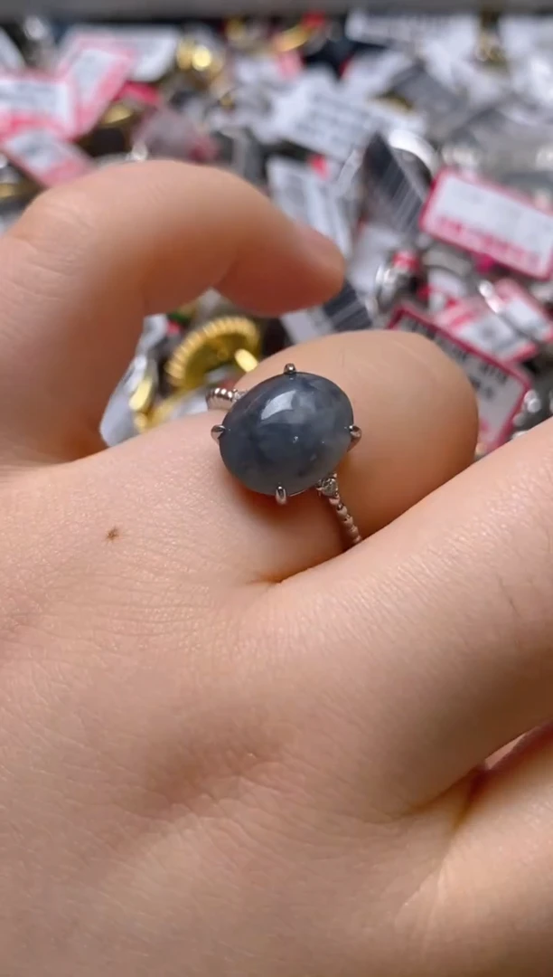 银S925镶嵌戒指翡翠百内无证书