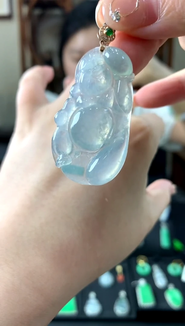 翡翠18K金镶嵌吊坠(不含链)挂件