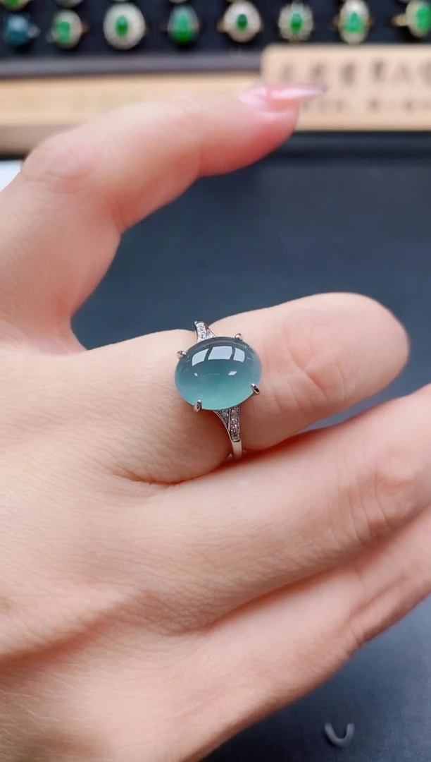 银S925镶嵌戒指翡翠1