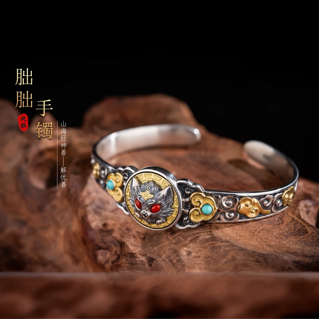 925银手镯 朏朏手镯S925银纯手工银饰