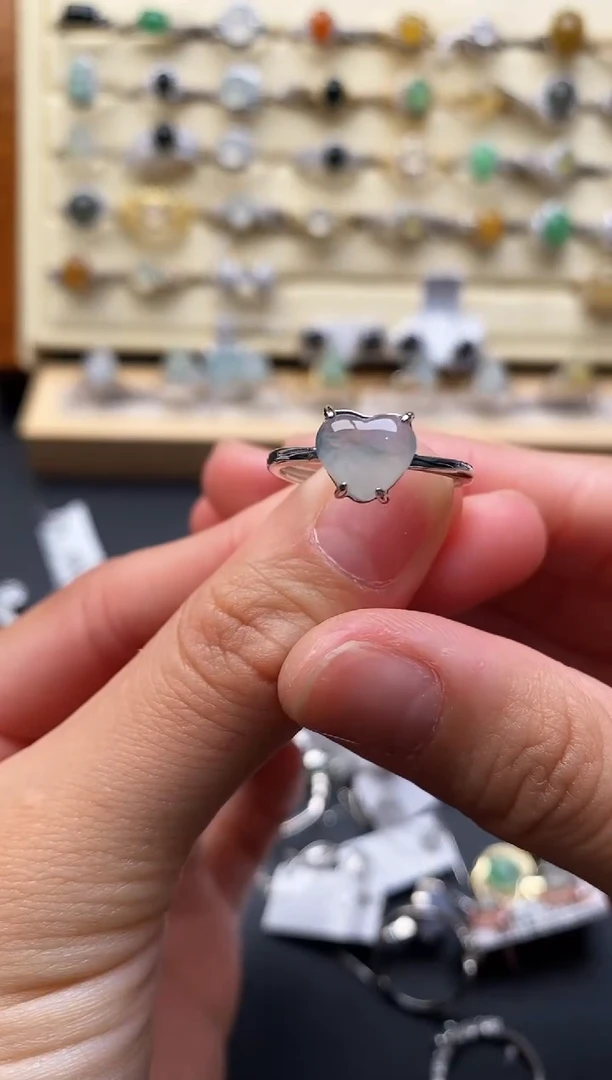 银S925镶嵌戒指翡翠44444444+7