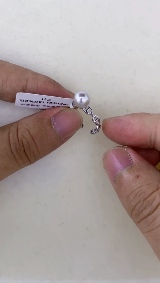 海水珍珠戒指银S925镶嵌戒指7-8