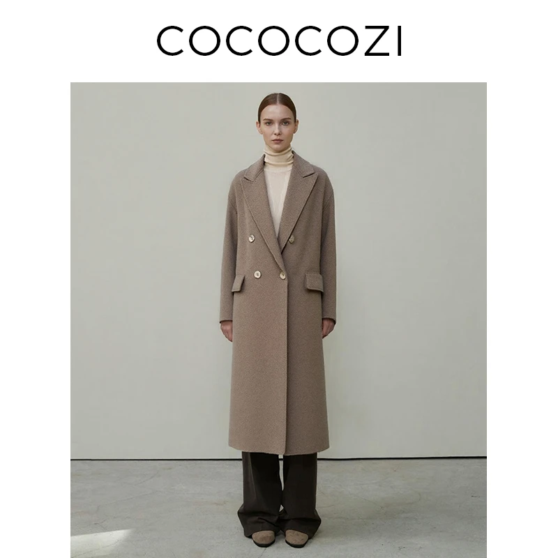 【韩俪专属】COCOCOZI原绒羊绒双面呢冬季外套中长款女大衣224CO077