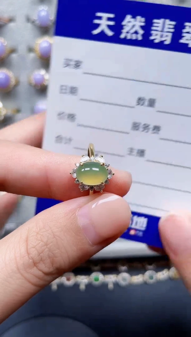翡翠戒指银S925镶嵌364
