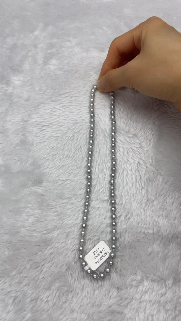 项链银S925镶嵌海水珍珠AK真多麻6-6.5mm