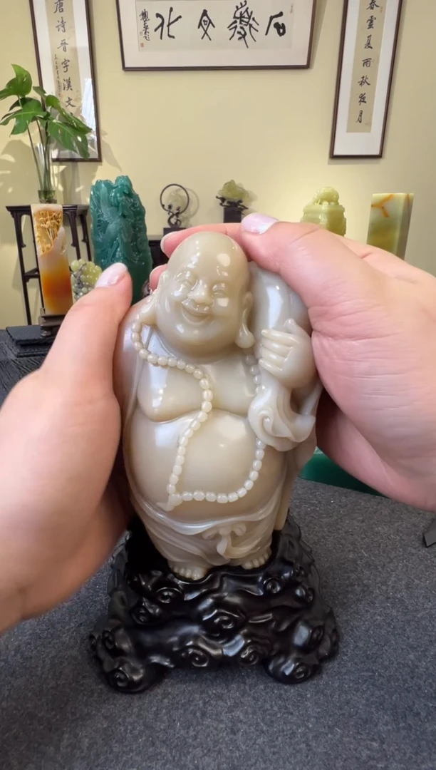 老挝石梦*弥勒佛摆件