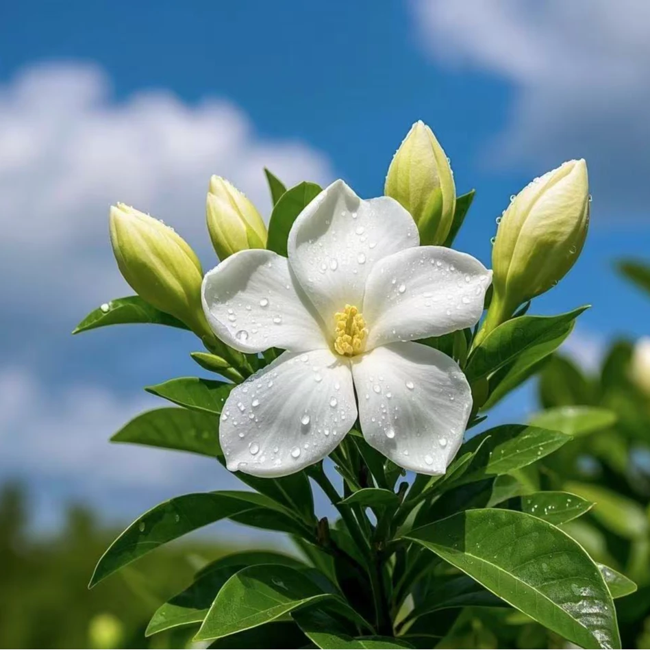 海岛风栀子花丛林斜飘茶室清香骨感造型