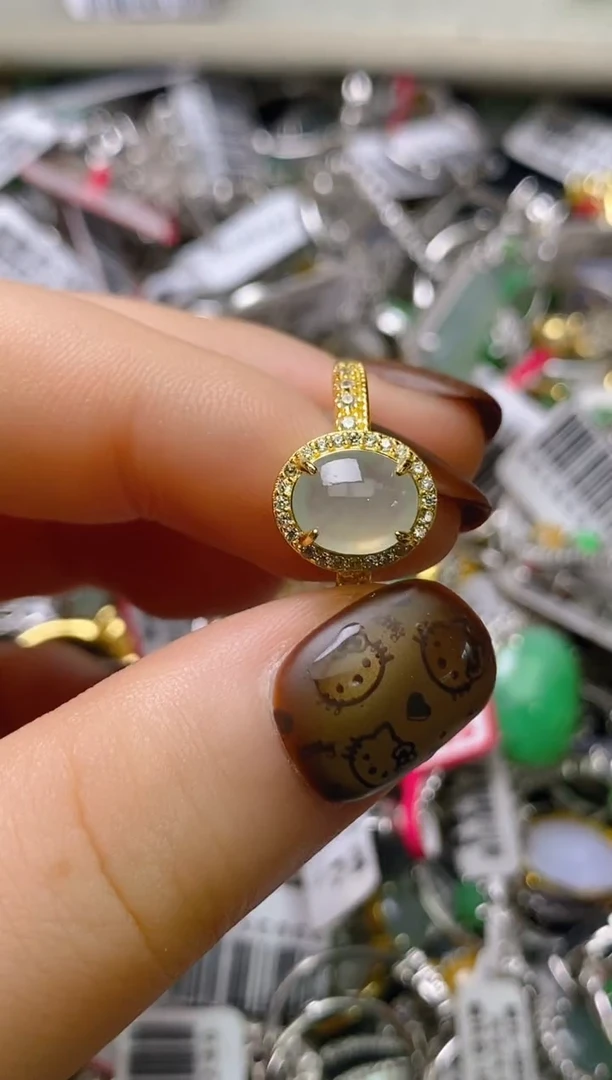 银S925镶嵌戒指翡翠百内无证书