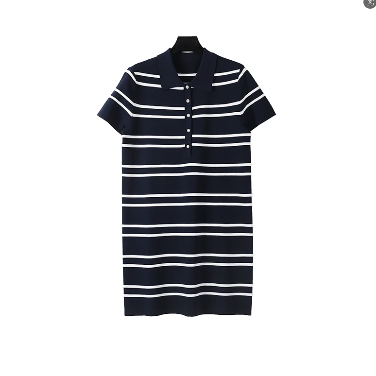 25S新款条纹连衣裙!原厂订单!针织时尚休闲百搭长款宽松夏季