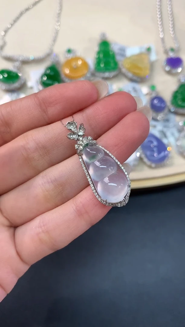 【闪购商品】翡翠吊坠(不含链)18K金镶嵌A366|7980